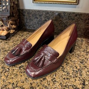 NYDJ Burgundy Loafers With Block Heel